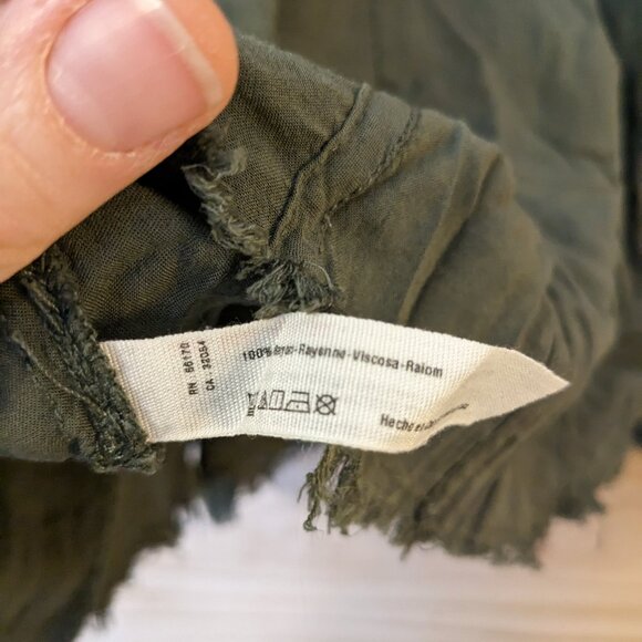 Free People Intimately Tank Sleeveless Med Green Crinkle Ruffle Beach Flowy Long - Picture 10 of 10